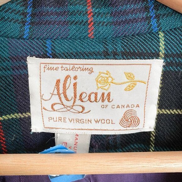 Vintage Tartan Plaid Pure Virgin Wool Blazer Women’s Med Green Single Breasted - Picture 8 of 9